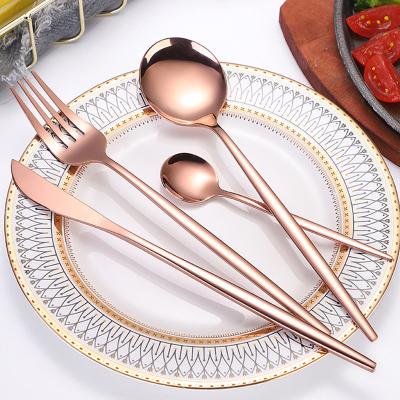 China Sustainable Plated Food Grade Stainless Steel Fork And Spoon Cutlery Flatware Sets for sale