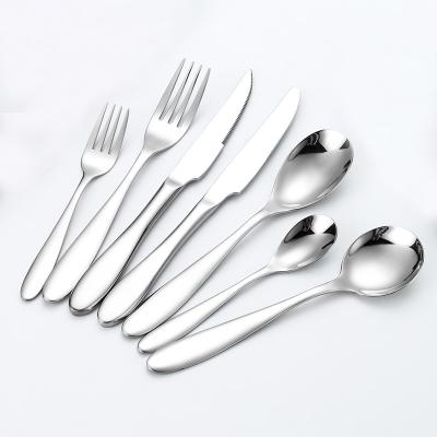 China Viable Wholesale 304 Stainless Steel Silver Spoon Knife Fork Flatware Cutlery Set for sale