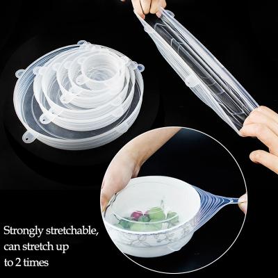 China Spill Non 6 Sizes Durable And Reusable Silicone Stretch Lids , Food Seal Covers Lids for sale