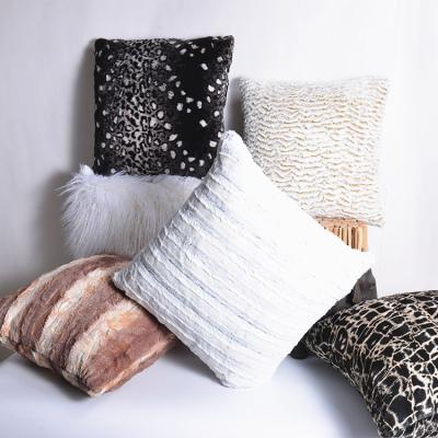 China Anti-Static Faux Fur Leopard Bed Cushion / Plush Bedrest Cushion Animal Manufacturer Customized Pillow for sale