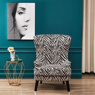 China Reliable Hotel Room Furniture Quality Solid Wood Wing Chair Zebra Fabric for sale