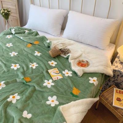 China Custom soft thick lamb hair flannel winter plant anti-pilling adult Sherpa minky blanket for sale