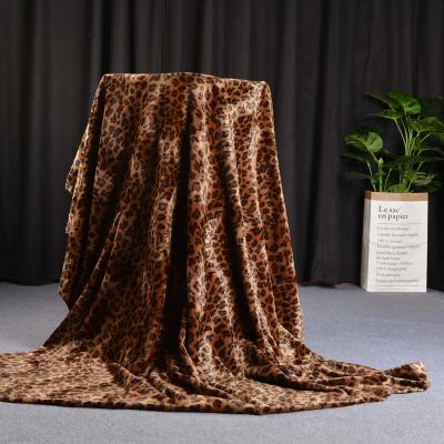 China Anti-static super soft 100% polyester knitted leopard print velboa fabric supplied by stock for sale