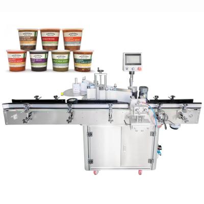 China Food YS515T Automatic Candle Cup Pot Around Food Plastic Jam Glass Bottle Labeling Machine With Angle Tile Slope for sale