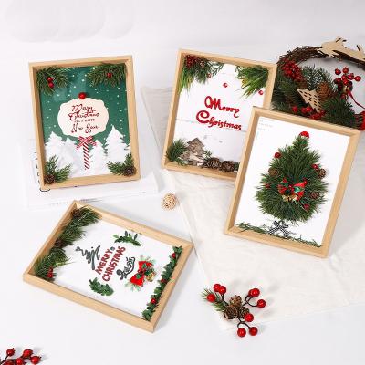 China Simple Wall Decor Christmas Wood Picture Frames Decoration Supplies Wooden DIY Photo Frames For Crafts Wood for sale