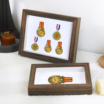 China Challenge Coin Medals Showcase Shadow Box Cabinet Single SOLID WOOD Combo PICTURE FRAME for sale