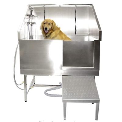 China Stainless Steel Silver Multi Functional Pet Bathing Tub With Smooth Surface Customized for sale