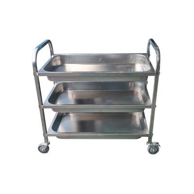 China Inox 201 Commercial Kitchen Utility Cart 2 Layers 3 Tiers Stainless Steel Serving Cart for sale