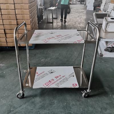 China Silver Stainless Steel Trolley Cart For Commercial Catering Equipment 800 1000 1200mm Length for sale