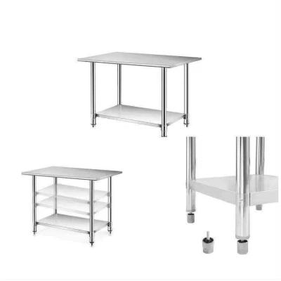 China OEM Stainless Steel Kitchen Table Commercial Work Tables Adjustable Height 91x60x85CM for sale