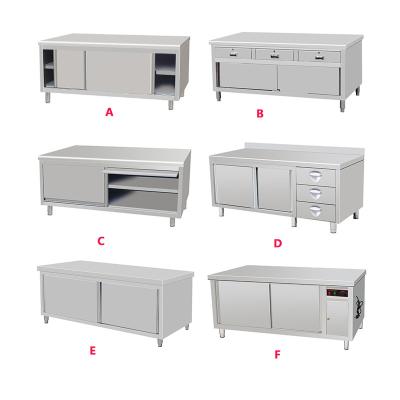 China Custom Logo Commercial Kitchen Table With Drawer , Stainless Steel Work Cabinet 1.2mm Thickness for sale