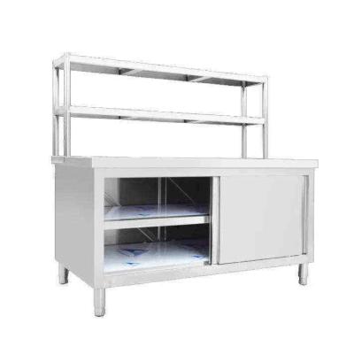 China Stainless Steel 201 304 Kitchen Storage Workbench With Sliding Door Customized Size for sale