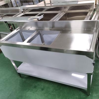 China OEM ODM Commercial Double Sink Stainless Steel Square Shape For Modern Restaurant for sale