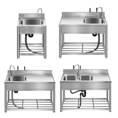 China Free Standing One Compartment Commercial Sink 304SS Polished Commercial Food Prep Sink for sale