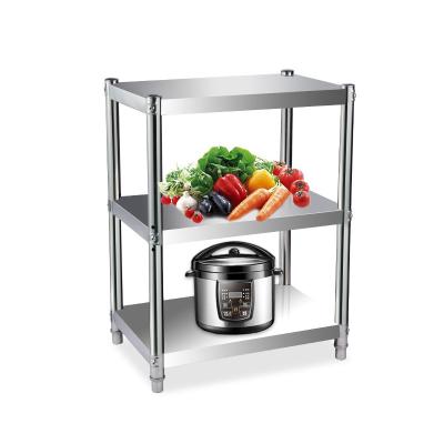 China Heavy Duty 201 304 Stainless Steel Inox Shelf Rack , Metal Kitchen Shelving Unit 3 Tier for sale