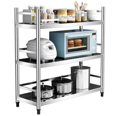 China Non Folding Stainless Steel 3 Tier Kitchen Rack Heavy Duty Storage Shelves For Home Commercial for sale