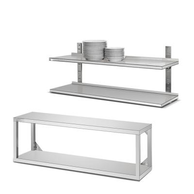 China 2 Tiers Dish Storage Commercial Kitchen Wall Shelf Stainless Steel 201 304 Corner Rack for sale