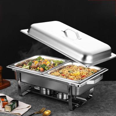 China Customized Size Hotel Stainless Steel Chafing Dish Buffet Set Food Warmer Rectangular for sale