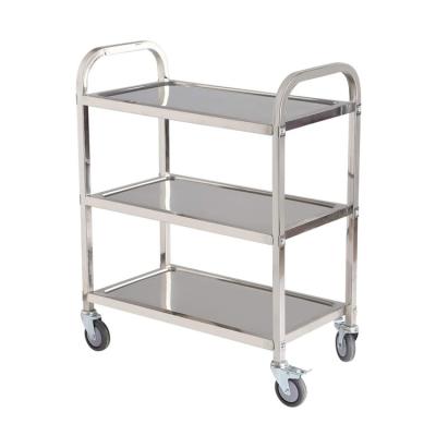 China 0.8mm Thickness Stainless Steel Dining Cart For Hotel Kitchen Customizable 3 Tiers for sale