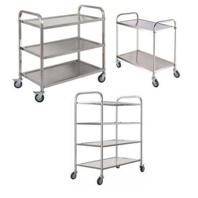 China Three Layer Commercial Kitchen Utility Cart 201/304 Stainless Steel 0.8mm Thickness for sale