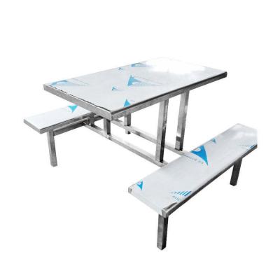 China Stainless Steel Kitchen Table And Chairs Combo For Student Canteens Thickness 0.8mm 160x60x78cm for sale