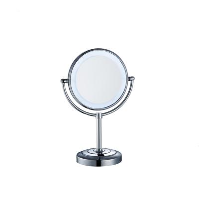 China Hot Selling Professional Desktop Mirror Round Standing LED Light Make Up Cosmetic Mirror for sale