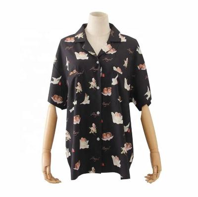 China Wholesale Casual Hawaii Anti-pilling Skull Printed Shirt Women Short Sleeve Button Hawaii Shirt For Beach for sale