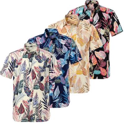 China Wholesale Men's Hawaiian Beach Shirt Anti-pilling Summer Print Mens Custom Hawaii Button Shirt for sale