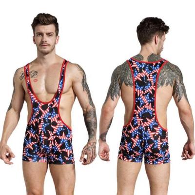 China 50+/Quick Dry Anti-UV Plus Size Sublimation Print Breast Cancer USA Wrestling Singlets For Men for sale