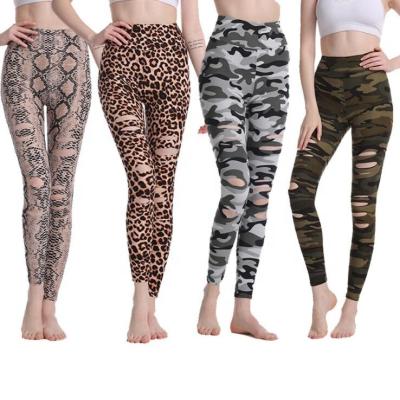 China High Waisted Trainer Stacked Fitness Leggings Women Antibacterial Print Custom Ladies Workout Gaiters for sale