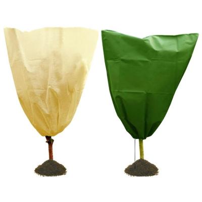 China Plant Cover Winter Cold Weather Protection Breathable Nonwoven Adjustable Bag With Drawstring Plant Protection Bags for sale