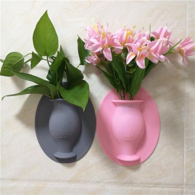 China Novelty Logo Free Sample Colorful Custom Silicone Vase With Sticky Wall For Home for sale