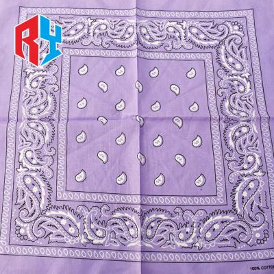 China Wholesale Custom Purple 100% Cotton Printed Square Scarf Stylish Cotton Wholesale Head Covering For Women for sale