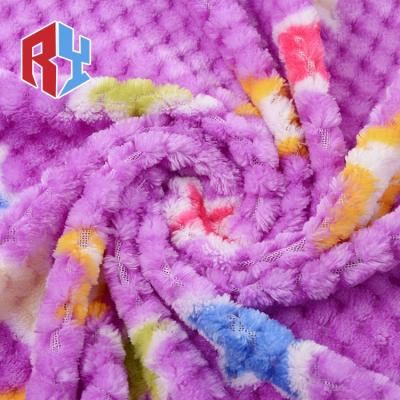 China 100% Polyester Fancy Knitted Brushed Fancy Star Pattern Flannel Fleece Fabric With Peach Finish for sale