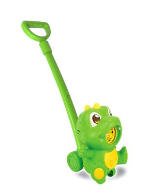 China Kids Plastic Outdoor Automatic Electric Bubble Machine Bubble Hole Dinosaur 5 Cart Cartoon Toy Summer Blowing Toy for sale