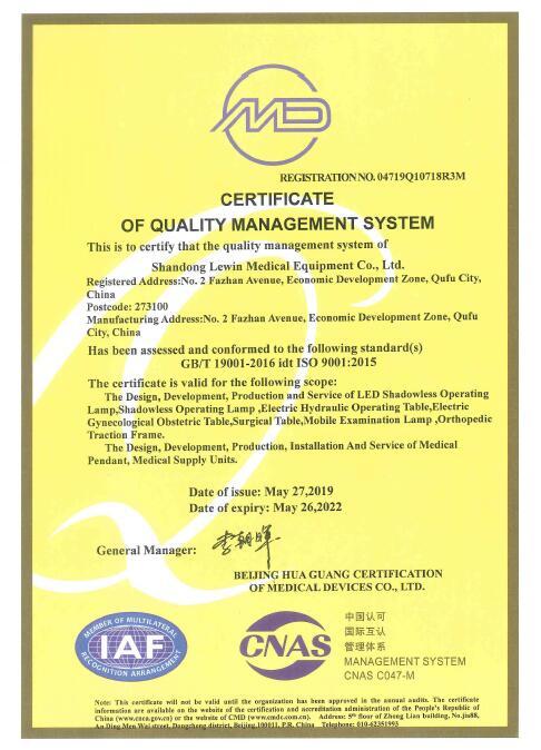 ISO9001 - Shandong Lewin Medical Equipment Co., Ltd.