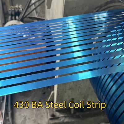 China BA Surface SS 430 Cold Rolled Stainless Steel Strip  430 Steel Coil With Bule PE Film 0.5*19mm for sale