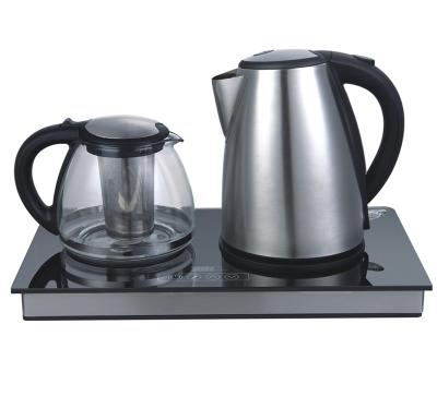 China 360 Rotation Electric Controller Tea Tray Set With Home Appliance Stainless Steel Base 1.7L Degree Tea Maker Set Electric Kettle for sale