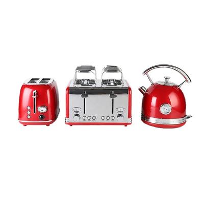 China Retro 2021 Retro Kettles and Toaster Set 2 Slice Bread Maker Rose Electric Toaster and Kettle Household 1.5L Toaster Set for sale