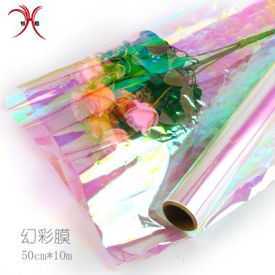 China 100% eco-friendly new product cellophane rainbow iridescent papers for wrapping flower bouquet wrapping material celloline for sale