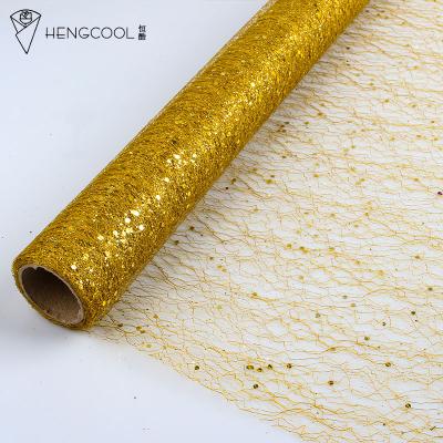 China Fashionable Hot Selling Glitter Art Mesh Poly Roll For Decoration Packaging for sale