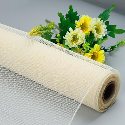 China Cream Flower 52cm Solid Moisture Proof Wrapping Poly Deco Mesh Rolls for sale