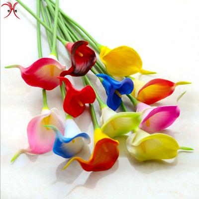 China Real Natural Touch Artificial Silk Flower Calla Lily Stems Bright Color Lily Flower Simple Home Decoration Flowers for sale