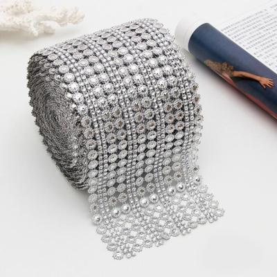 China Eco - Friendly 100 % Bling 24 Lines Crystal Mesh Rhinestone Butterfly Flower Roll for sale