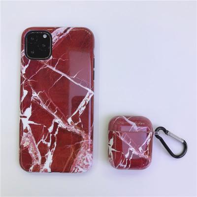 China Anti-knock Luxury Fashionable Marble TPU PC Case for iphone and airpods for iphone 11 pro max for Airpods 1/2/pro Phone Cover for sale