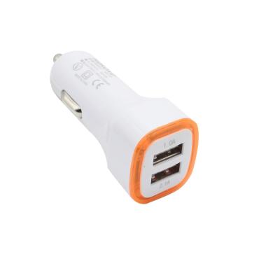 China Mobile Phone USB Car Dual Port Charger For Mobile Phone Mini Usb Fast Charging Adapter For Car With LED for sale