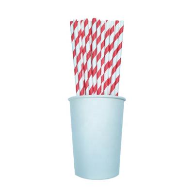 China Sales Disposable Biodegradable Red Stripe Top Amazon Paper Drinking Straws for sale