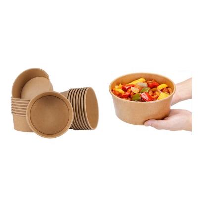 China Various Materials Size Recycled Kraft Paper Bowl Salad Packaging Takeout Box for sale