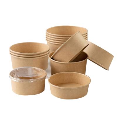 China Eco Friendly Recycled Materials Take Away Salad Wrapping Paper Oatmeal Bowl Container With Lid for sale