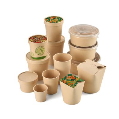 China Disposable Microwavable Round Kraft Paper Rolls Food Packaging Containers for sale